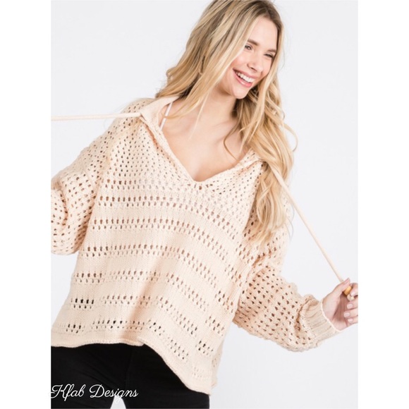 LAST 1! Cream Soft Balloon Sleeve Tie Front Sweater! - Picture 5 of 9